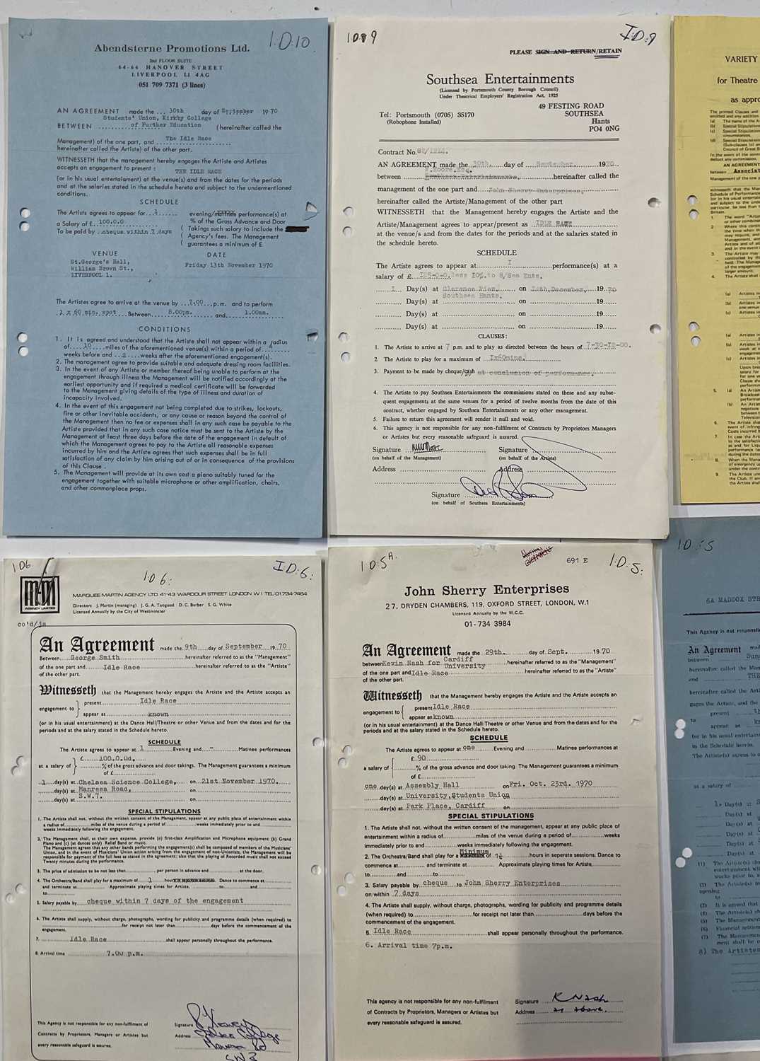Lot 55 - THE IDLE RACE - CONTRACT COLLECTION C 1970.