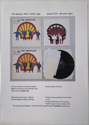 Lot 140 - BEATLES HELP SHELL ALBUM COVER ORIGINAL ARTWORK & SWEDISH RECORD.