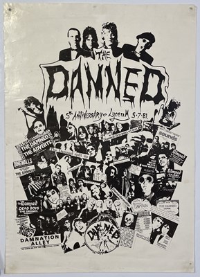 Lot 200 - THE DAMNED - 5TH ANNIVERSARY LYCEUM POSTER, 1981/STIFF DISCOGRAPHY POSTER.