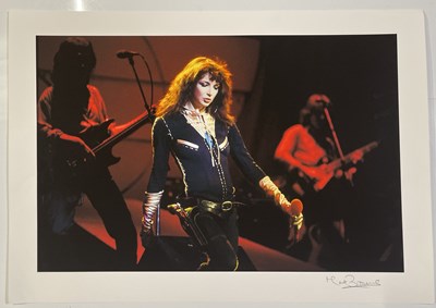 Lot 127 - KATE BUSH - PERFORMING 'JAMES' LIVE - PHOTOGRAPHER SIGNED HIGH-QUALITY PHOTO PRINT.