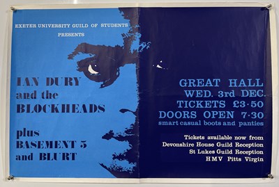 Lot 207 - IAN DURY - A CONCERT POSTER FOR EXETER GREAT HALL. 1980.