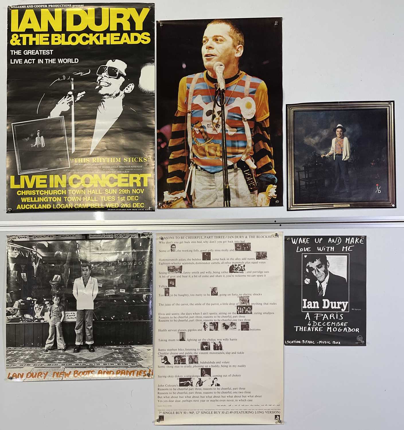 Lot 210 - IAN DURY - POSTER COLLECTION C 70S./80S INC REASONS TO BE CHEERFUL..