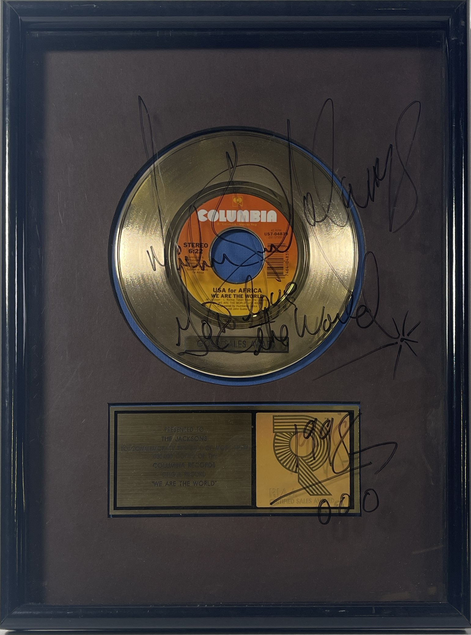 Lot 148 - MICHAEL JACKSON - A SIGNED RIAA AWARD FOR