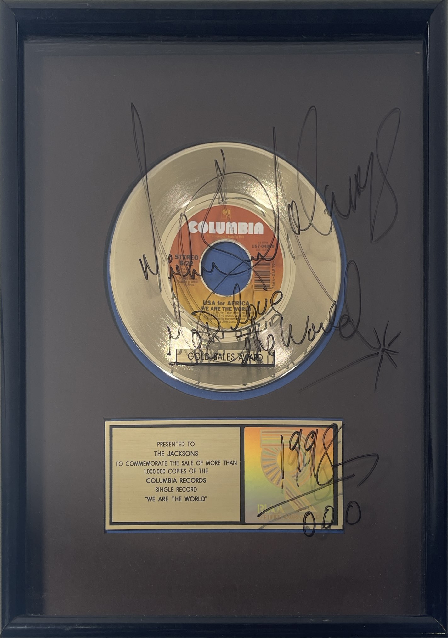 Lot 148 - MICHAEL JACKSON - A SIGNED RIAA AWARD FOR