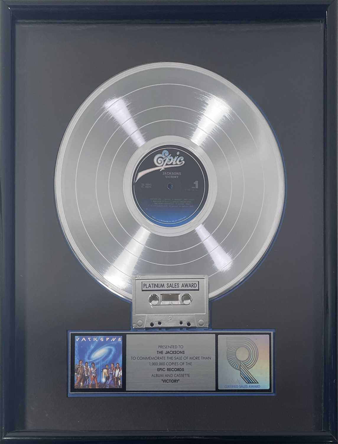 Lot 149 - MICHAEL JACKSON INTEREST - THE JACKSONS - OFFICIAL RIAA PLATNUM DISC AWARD FOR 'VICTORY'.