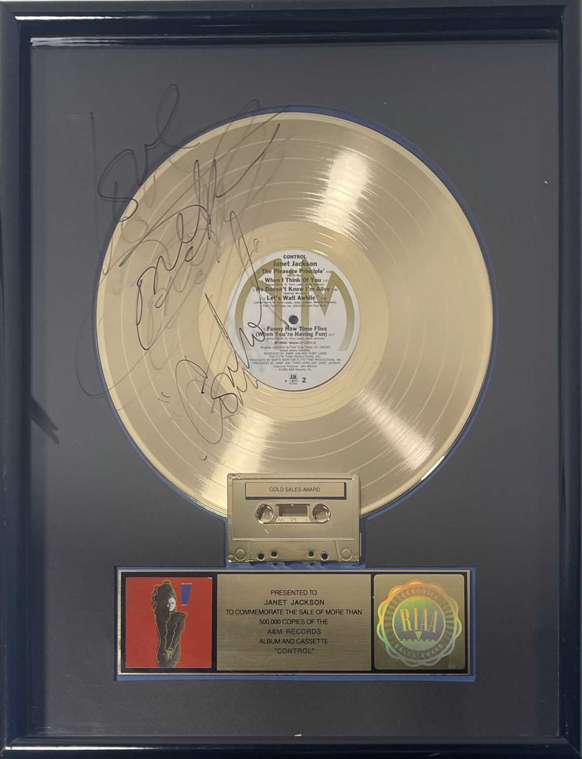 Lot 152 - MICHAEL JACKSON INTEREST - JANET JACKSON SIGNED RIAA GOLD SALES AWARD.