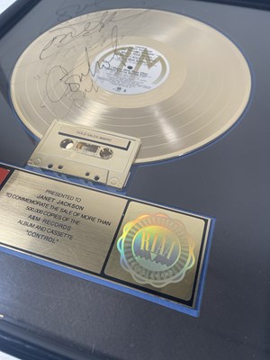 Lot 152 - MICHAEL JACKSON INTEREST - JANET JACKSON SIGNED RIAA GOLD SALES AWARD.