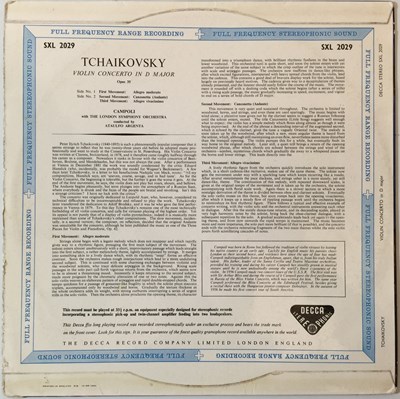 Lot 619 - Alfredo Campoli - Tchaikovsky Violin Concerto  (ED1 Decca Stereo - SXL 2029)