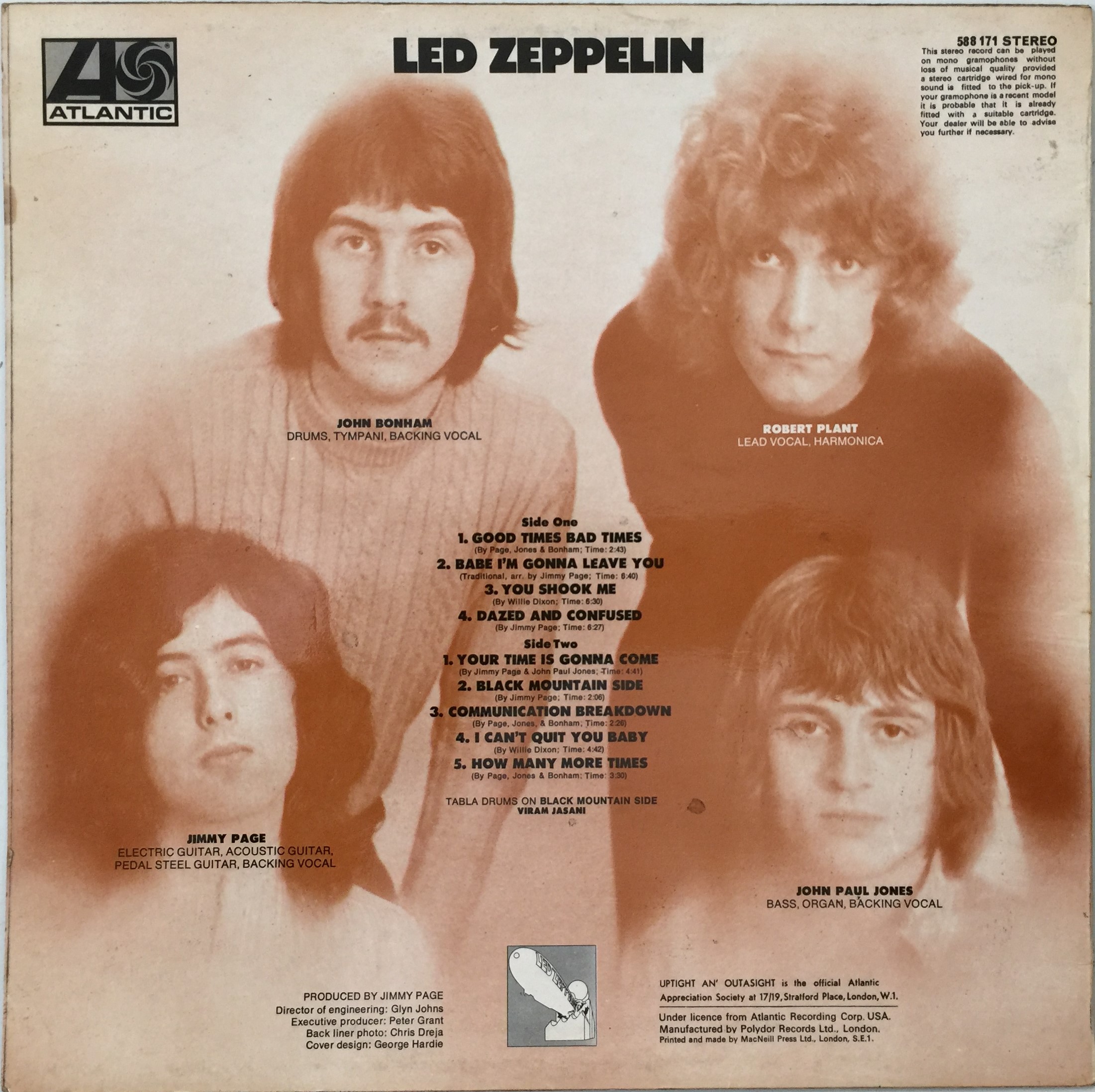 Lot 311 - LED ZEPPELIN - S/T LP (UK PLUM/ RED ATLANTIC