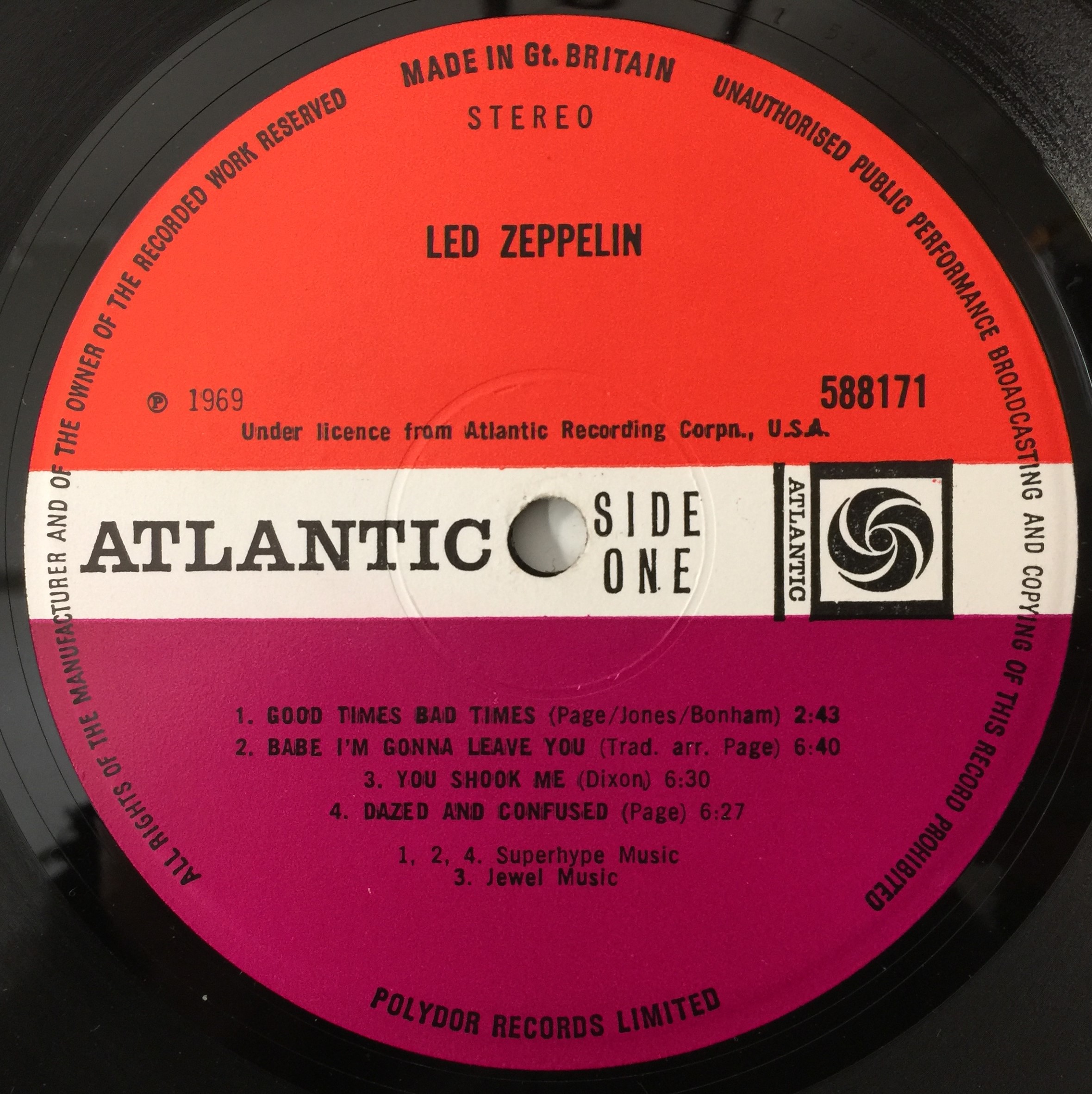 Led Zeppelin II UK 1st Press Atlantic Red/Maroon 588198 A/6
