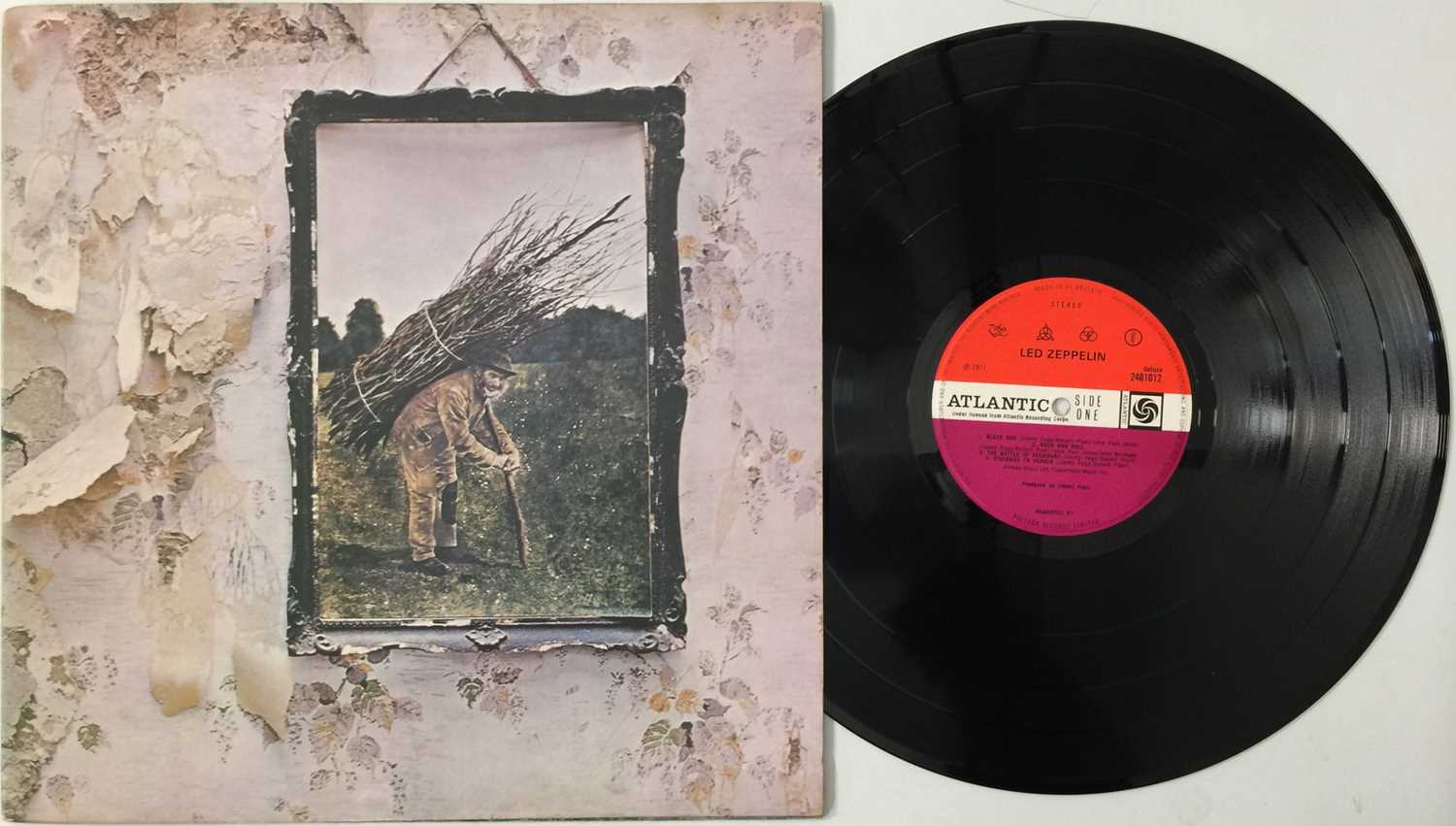 Lot 313 - LED ZEPPELIN - IV LP (UK OG - PLUM/ RED ATLANTIC - INVERTED FEATHER - 2401012)