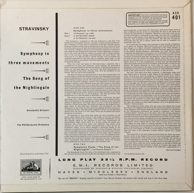 Lot 620 - Constantin Silvestri - Stravinsky Symphony In Three Movements LP (Original UK HMV  Stereo Recording - ASD 401)
