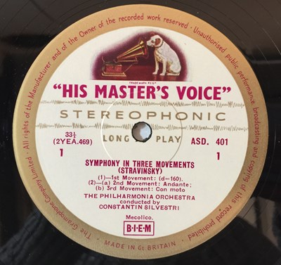 Lot 620 - Constantin Silvestri - Stravinsky Symphony In Three Movements LP (Original UK HMV  Stereo Recording - ASD 401)