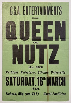 Lot 275 - QUEEN - AN ORIGINAL 1974 CONCERT POSTER.