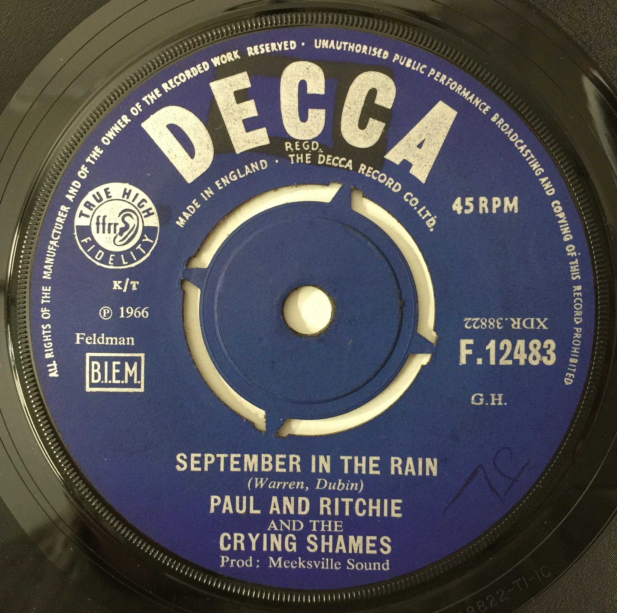 Lot 389 - PAUL AND RITCHIE AND THE CRYING SHAMES