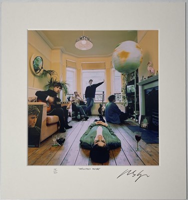 Lot 180 - OASIS - MICHAEL SPENCER JONES TWICE SIGNED DEFINITELY MAYBE LIMITED EDITION PHOTO PRINT.