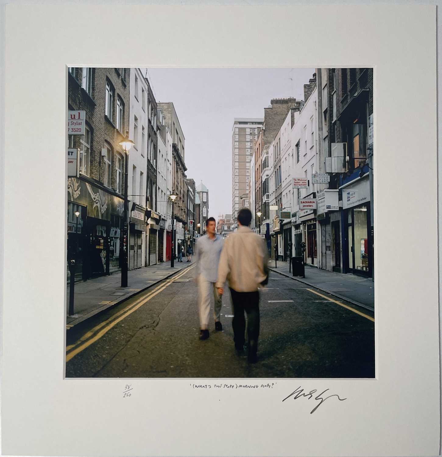 Lot 188 - OASIS - MICHAEL SPENCER JONES TWICE SIGNED 'WHAT'S THE STORY' LIMITED EDITION PHOTO PRINT.