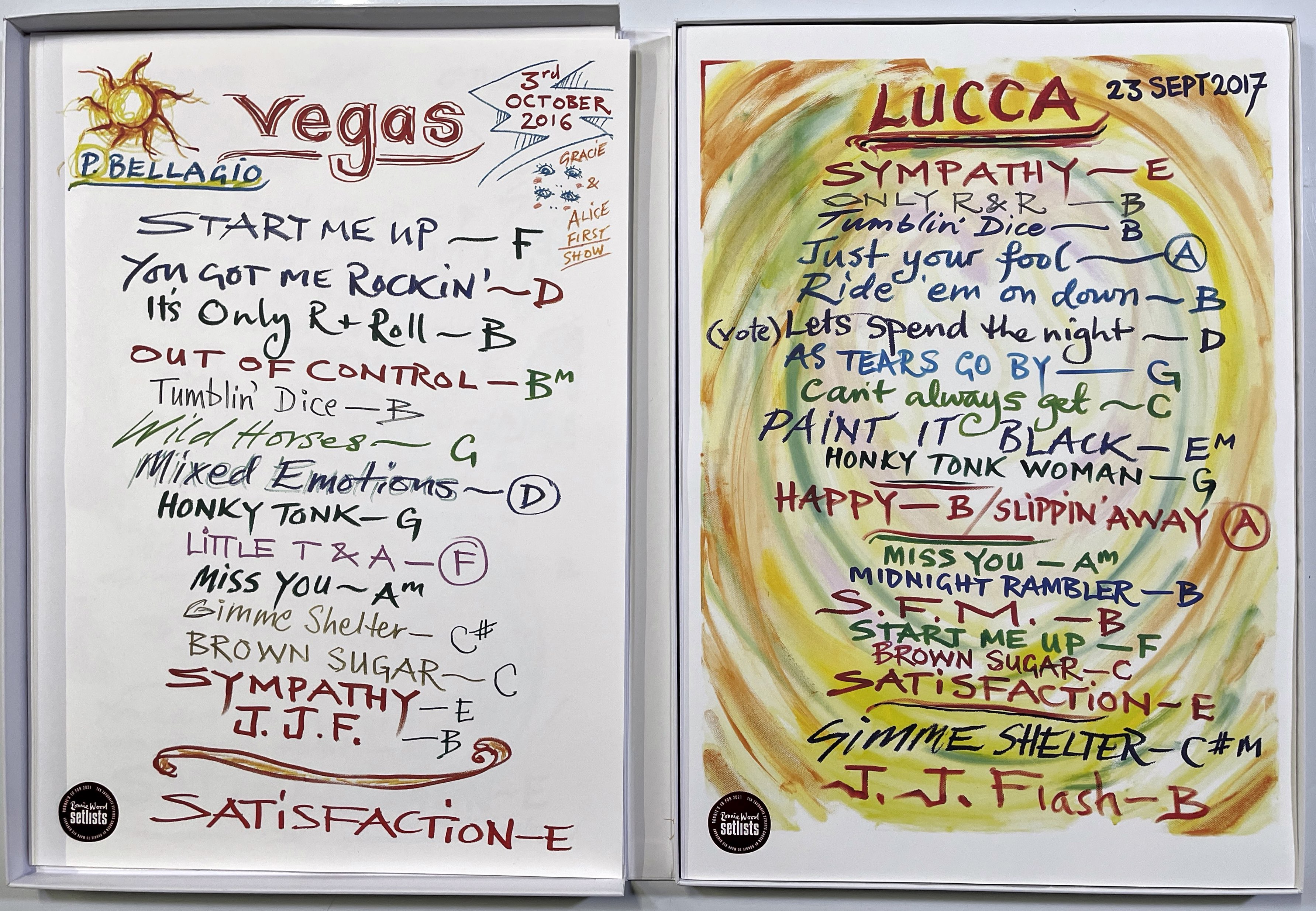 Lot 118 THE ROLLING STONES RONNIE WOOD SETLISTS