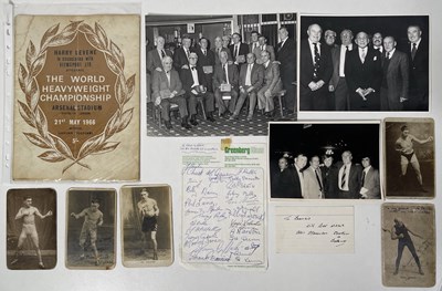 Lot 288 - BOXING MEMORABILIA - LIVERPOOL INTEREST INC SIGNED EARLY 20TH C CARDS/ HENRY COOPER SIGNED PROGRAMME.