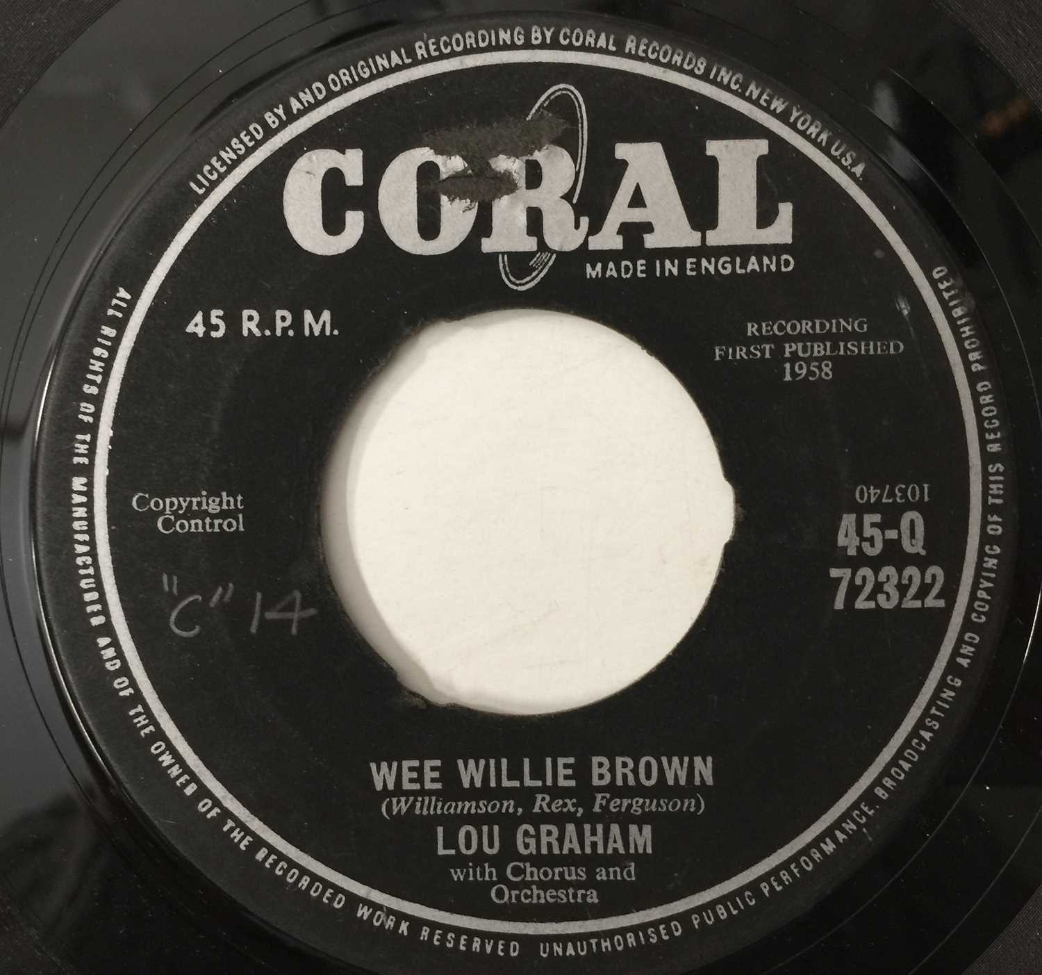 Lot 419 - LOU GRAHAM - WEE WILLIE BROWN 7" (CORAL 45-Q 72322)