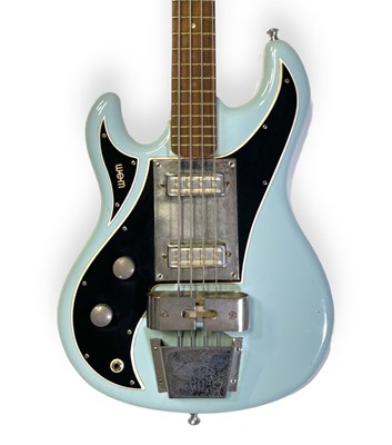 Lot 15 - THE SARSTEDT COLLECTION - RARE 1960S WEM RAPIER BASS GUITAR 'ICE BLUE' LEFT-HANDED- SERIAL: 11822