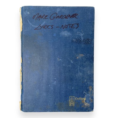 Lot 217 - RIDE - MARK GARDENER'S 'CARNIVAL OF LIGHT' ERA HANDWRITTEN LYRIC NOTE BOOK.