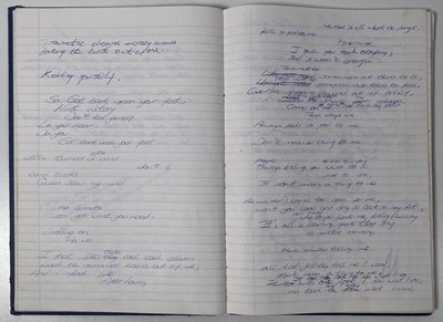 Lot 217 - RIDE - MARK GARDENER'S 'CARNIVAL OF LIGHT' ERA HANDWRITTEN LYRIC NOTE BOOK.