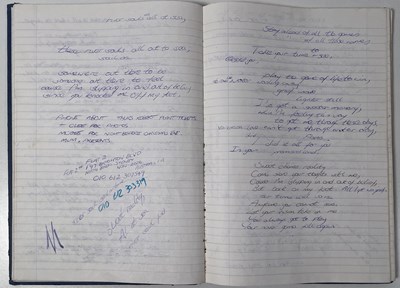 Lot 217 - RIDE - MARK GARDENER'S 'CARNIVAL OF LIGHT' ERA HANDWRITTEN LYRIC NOTE BOOK.