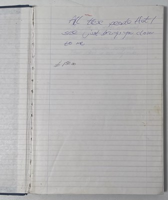 Lot 217 - RIDE - MARK GARDENER'S 'CARNIVAL OF LIGHT' ERA HANDWRITTEN LYRIC NOTE BOOK.