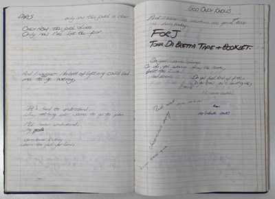 Lot 217 - RIDE - MARK GARDENER'S 'CARNIVAL OF LIGHT' ERA HANDWRITTEN LYRIC NOTE BOOK.