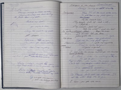 Lot 217 - RIDE - MARK GARDENER'S 'CARNIVAL OF LIGHT' ERA HANDWRITTEN LYRIC NOTE BOOK.