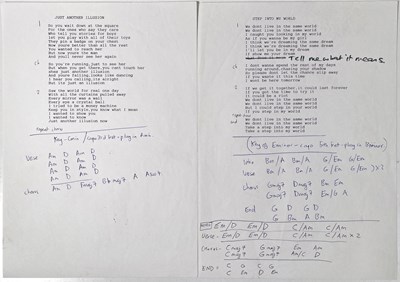 Lot 224 - RIDE INTEREST - ANDY BELL'S LYRICS FOR HURRICANE #1 TRACKS.