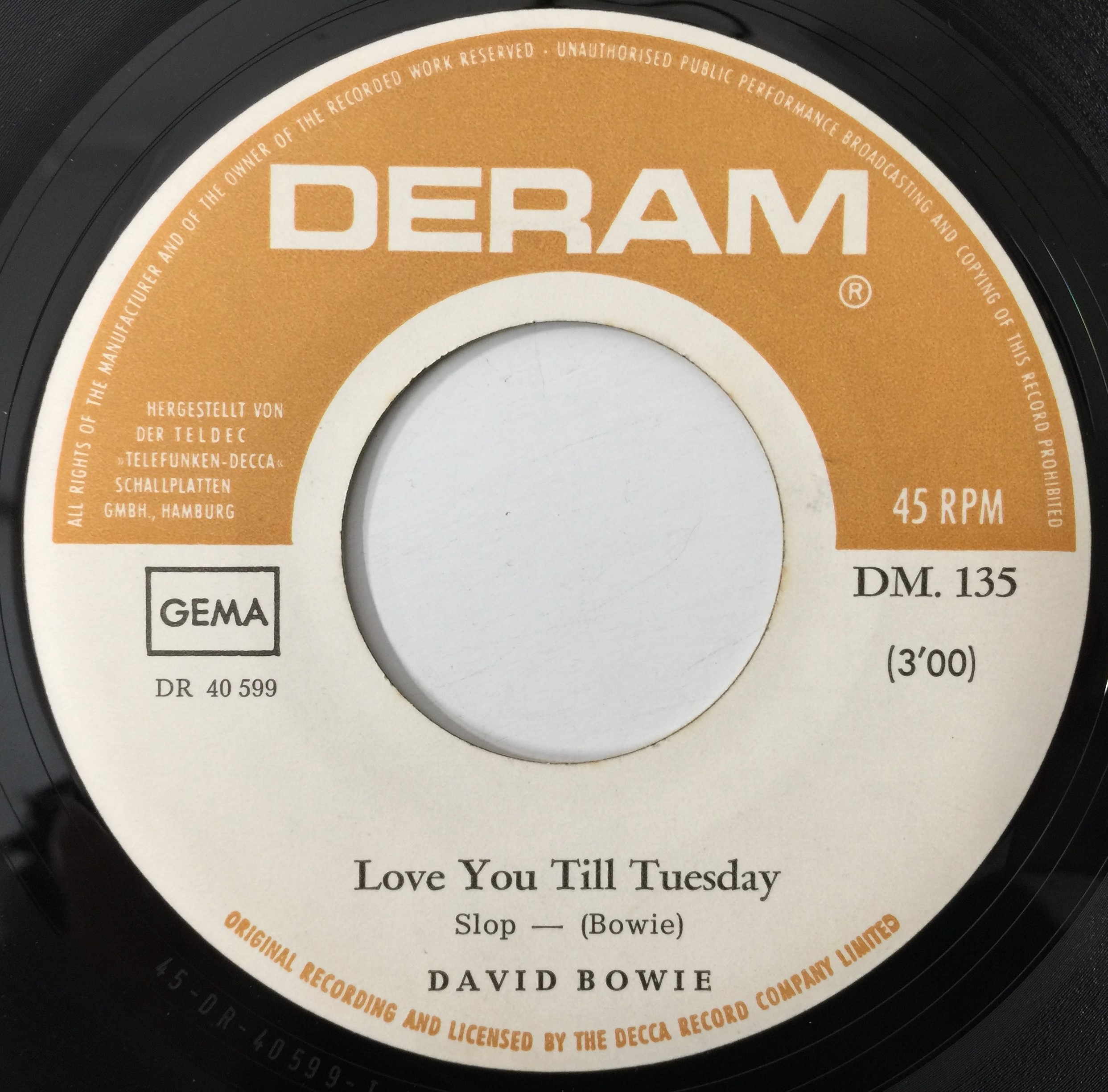 Lot 467 DAVID BOWIE LOVE YOU TILL TUESDAY 7