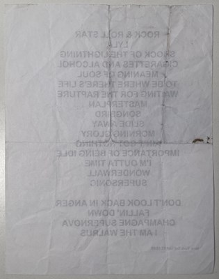 Lot 195 - OASIS - A SET LIST FROM MADISON SQUARE GARDENS, DECEMBER 2008.