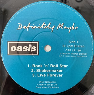 Lot 470 - OASIS - DEFINITELY MAYBE LP (DAMONT PRESSING - CRE LP 169)