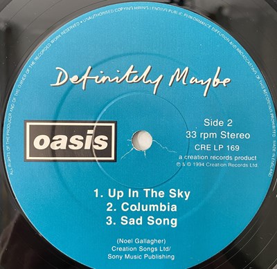 Lot 470 - OASIS - DEFINITELY MAYBE LP (DAMONT PRESSING - CRE LP 169)