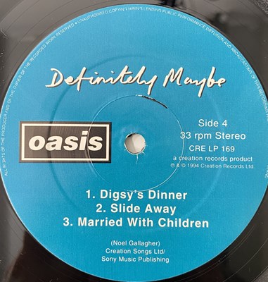 Lot 470 - OASIS - DEFINITELY MAYBE LP (DAMONT PRESSING - CRE LP 169)