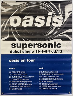 Lot 207 - OASIS - AN ORIGINAL 1994 SUPERSONIC TOUR POSTER FULLY SIGNED BY THE BAND.