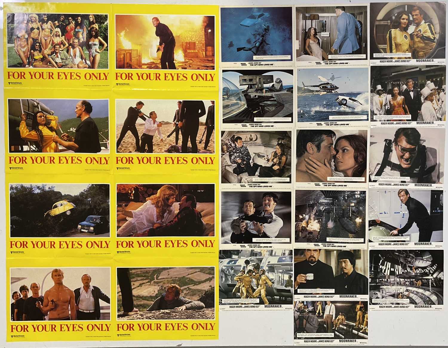 Lot 147 - JAMES BOND - LOBBY CARDS AND COMPLETE FOR YOUR EYES ONLY LOBBY CARD POSTER.