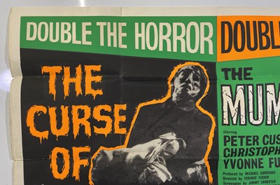 Lot 172 - HAMMER HORROR - 'THE CURSE OF FRANKENSTEIN' (1957) / 'THE MUMMY' (1959) - ORIGINAL DOUBLE BILL UK QUAD.