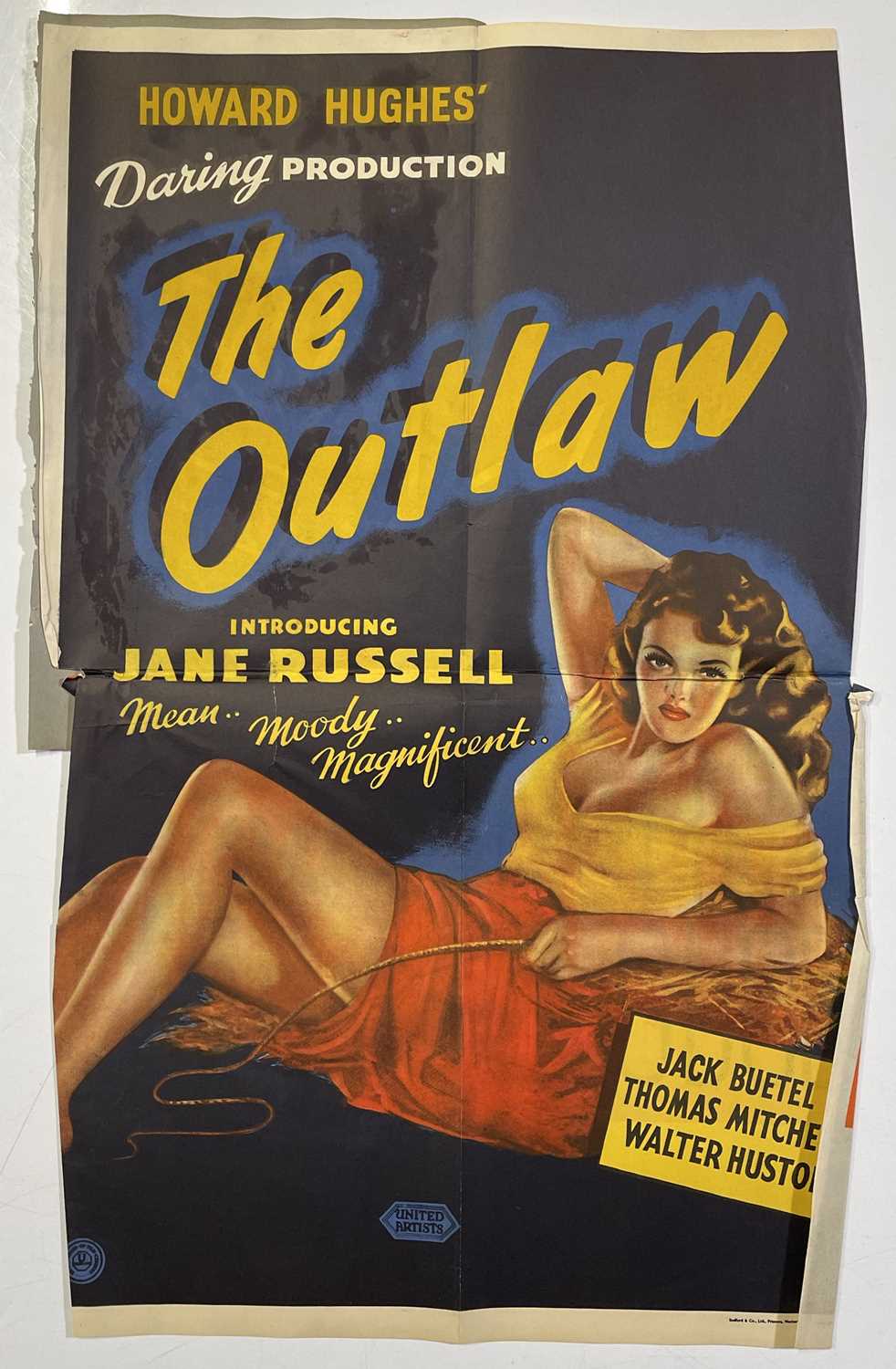 Lot 178 - HOWARD HUGHES / JANE RUSSELL - 'THE OUTLAW' (1946) ORIGINAL UK DOUBLE CROWN POSTER.