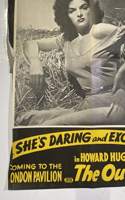 Lot 179 - HOWARD HUGHES / JANE RUSSELL - 'THE OUTLAW' (1946) ORIGINAL UK LONDON PAVILION DOUBLE CROWN POSTER.