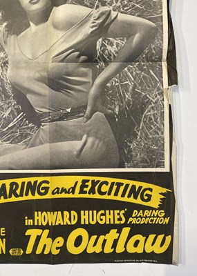 Lot 179 - HOWARD HUGHES / JANE RUSSELL - 'THE OUTLAW' (1946) ORIGINAL UK LONDON PAVILION DOUBLE CROWN POSTER.