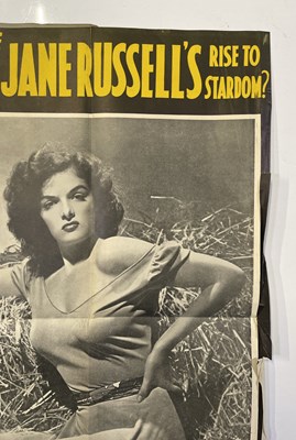 Lot 179 - HOWARD HUGHES / JANE RUSSELL - 'THE OUTLAW' (1946) ORIGINAL UK LONDON PAVILION DOUBLE CROWN POSTER.