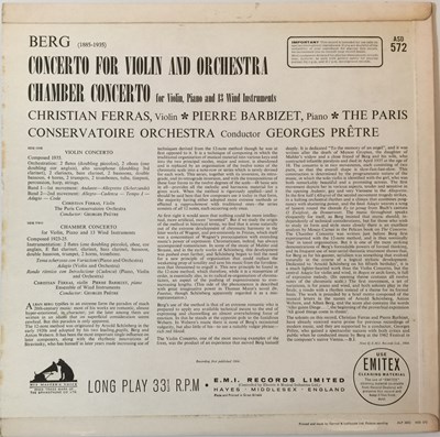 Lot 645 - Christian Ferras - Berg Violin & Chamber Concertos LP (Original UK HMV Stereo Recording - ASD 572)