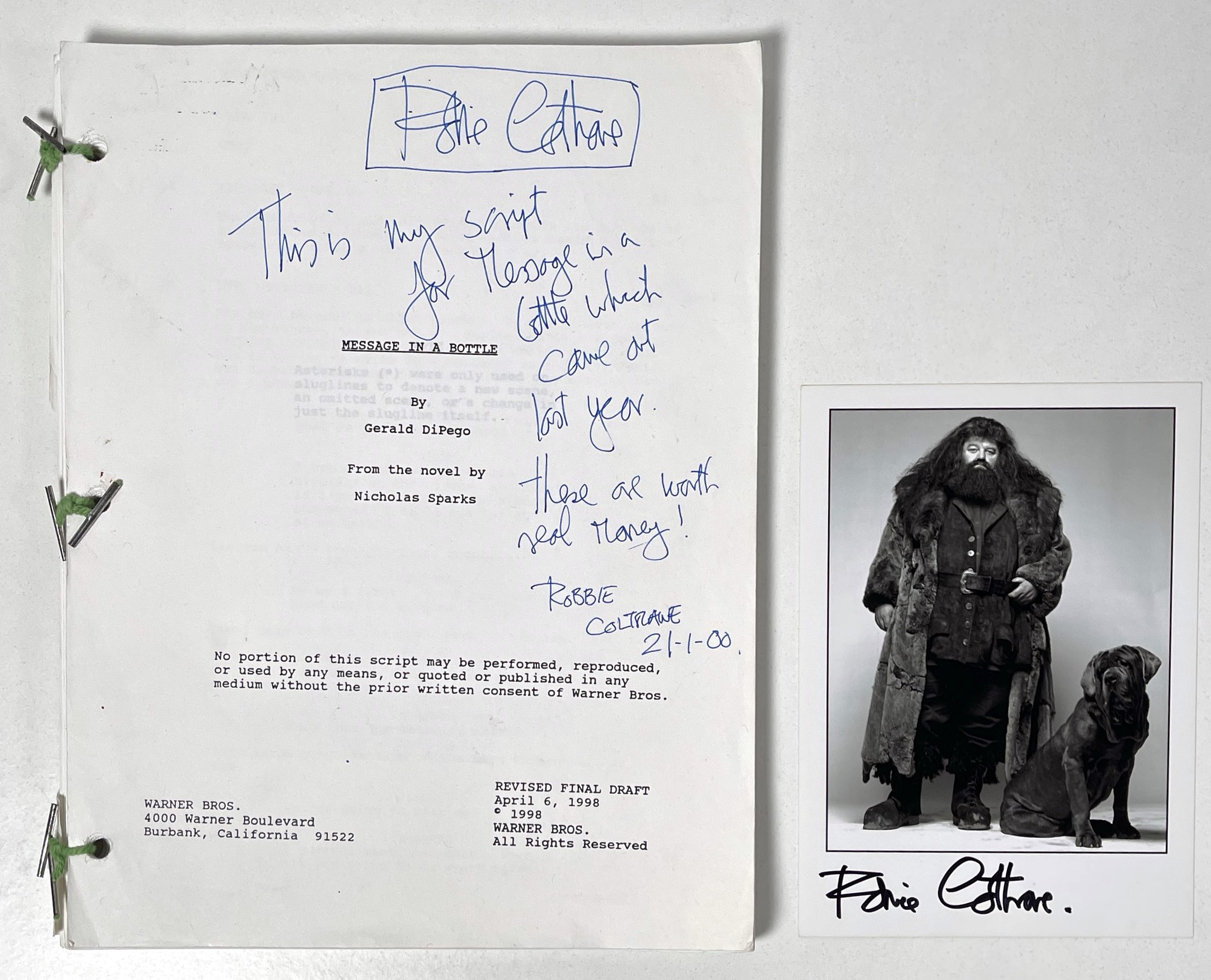 Lot 114 - ROBBIE COLTRANE SIGNED PERSONAL FILM SCRIPT