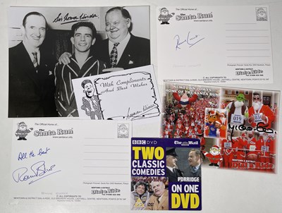 Lot 119 - SIGNED ITEMS - BRITISH TV COMEDY STARS (THE TWO RONNIES, MICHAEL PALIN, SIR NORMAN WISDOM.