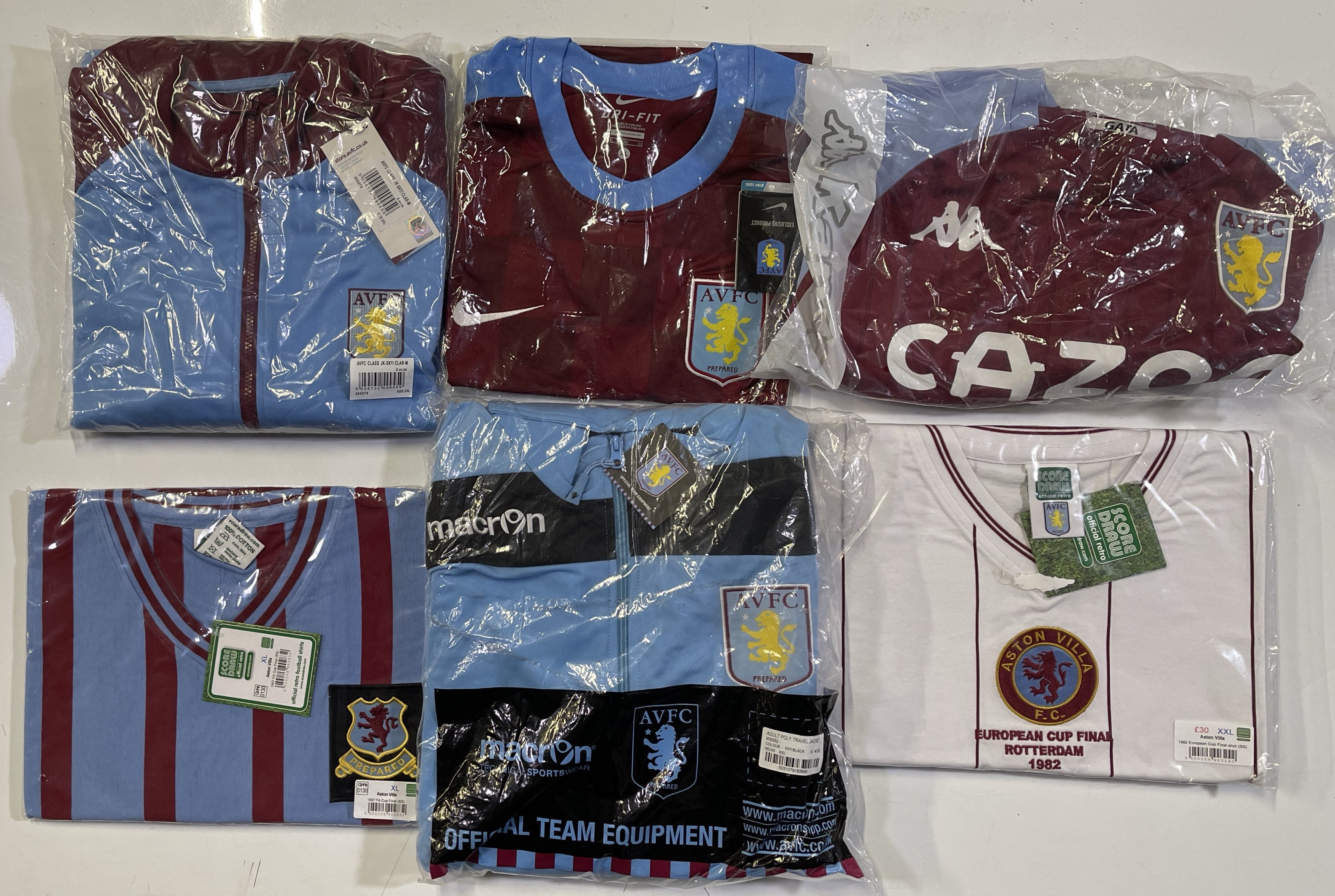 Lot 343 ASTON VILLA FOOTBALL SHIRTS JACKETS Lot 343 ASTON VILLA FOOTBALL SHIRTS JACKETS