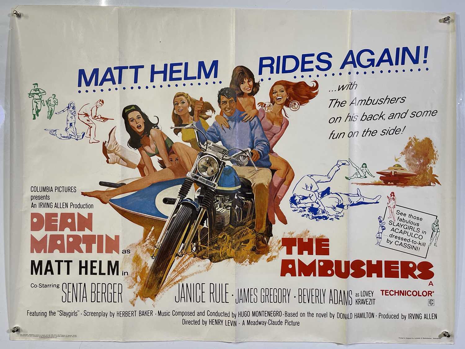 Lot 186 - THE AMBUSHERS (1968) ORIGINAL UK QUAD FILM POSTER.