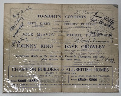 Lot 311 - BOXING MEMORABILIA - A PROGRAMME SIGNED BY EARLY 20TH C BOXERS INC JOHNNY KING.